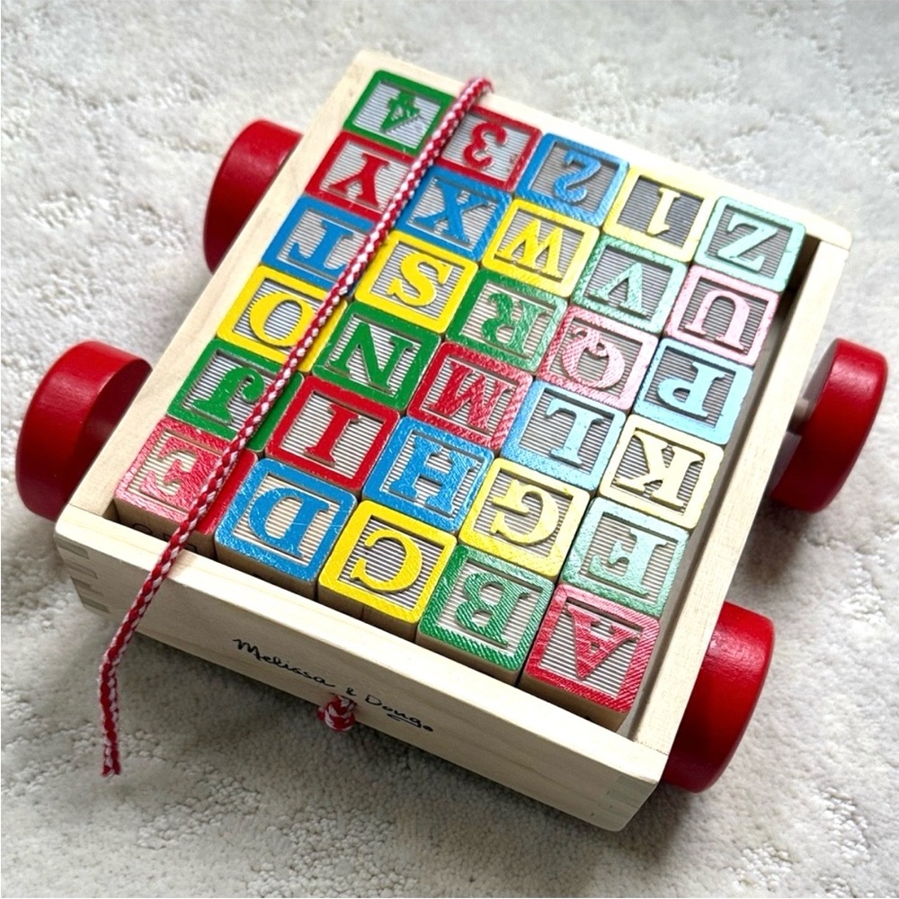 Melissa & Doug Wooden Alphabet Block Pull Toy, Used - Picture 2 of 3
